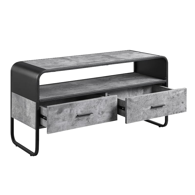 39" TV Stand with Faux Concrete Shelving & Drawers for TVs Up to 42"