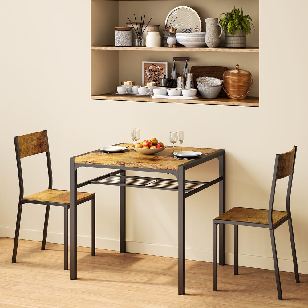 3 Piece Kitchen Table, Dining Table with 2 Chairs Set for Small Space