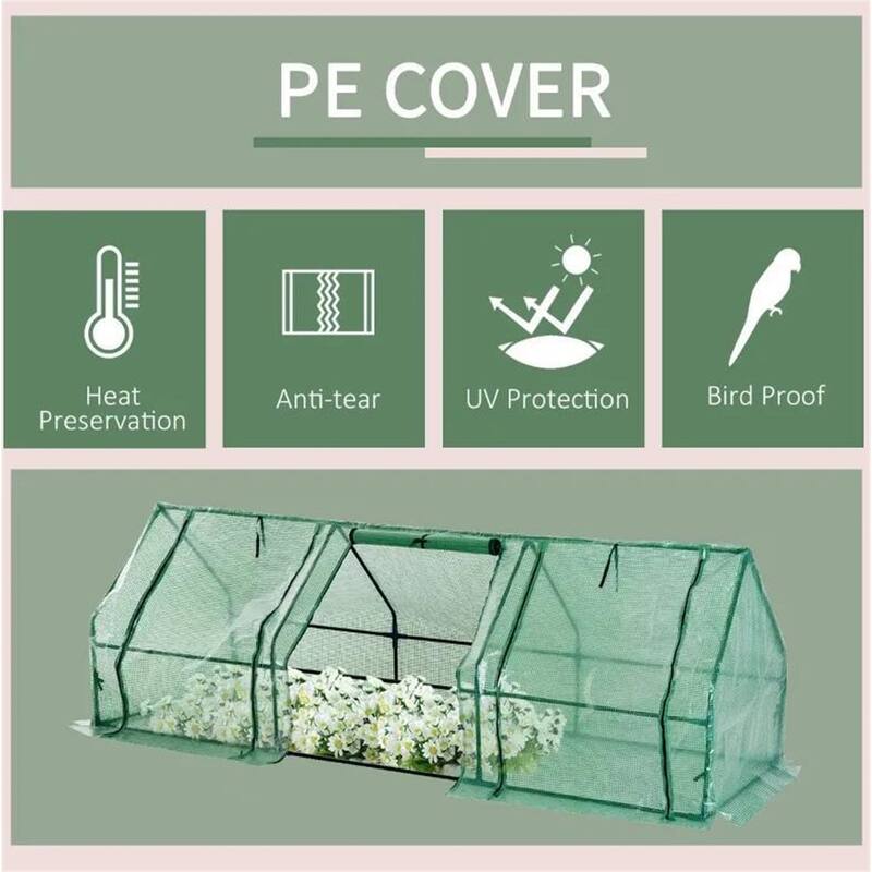 Portable Tunnel Outdoor Garden Mini Greenhouse With Zipper Doors