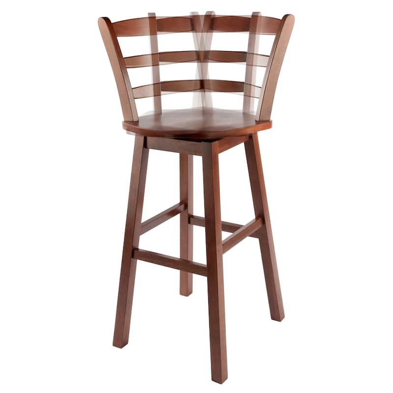 Ladder-back Swivel Seat Bar Stool, Walnut - 16.38 x 18.27 x 43.68 inches
