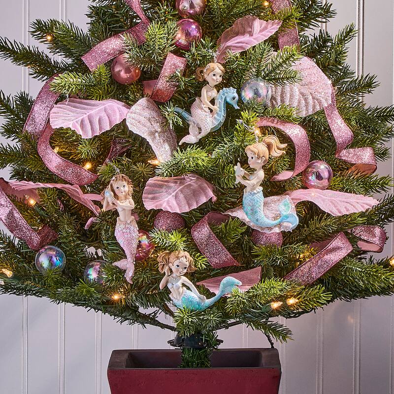 5" Resin Mermaid Ornament Set of 4
