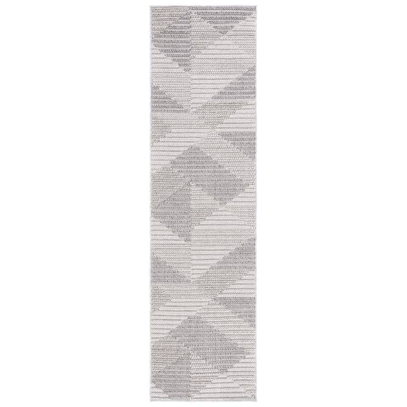 SAFAVIEH Global Agneta Indoor/ Outdoor Modern Rug - 2'2" x 8' Runner - Light Grey/Grey