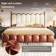 preview thumbnail 6 of 44, Christopher Knight Home - Leather Upholstered Bed with Headboard & Footboard, Solid Wood Slats & Legs, No Box Spring Needed