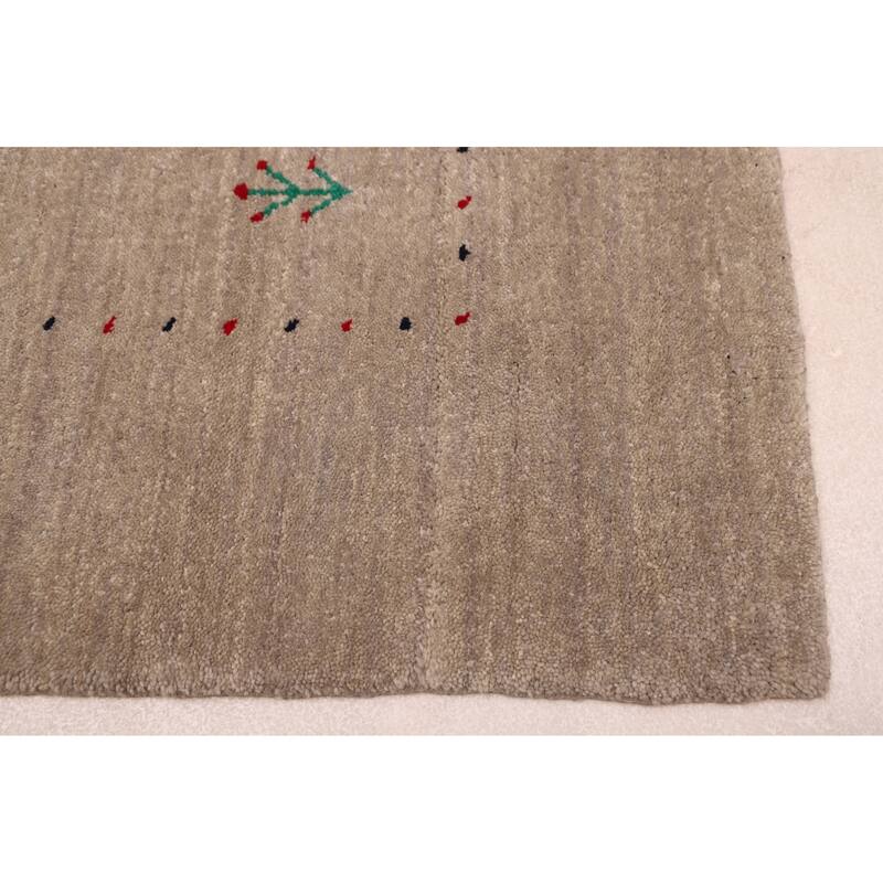 ECARPETGALLERY Hand Loomed Kashkuli Gabbeh Grey Wool Rug - 5'2 x 7'11