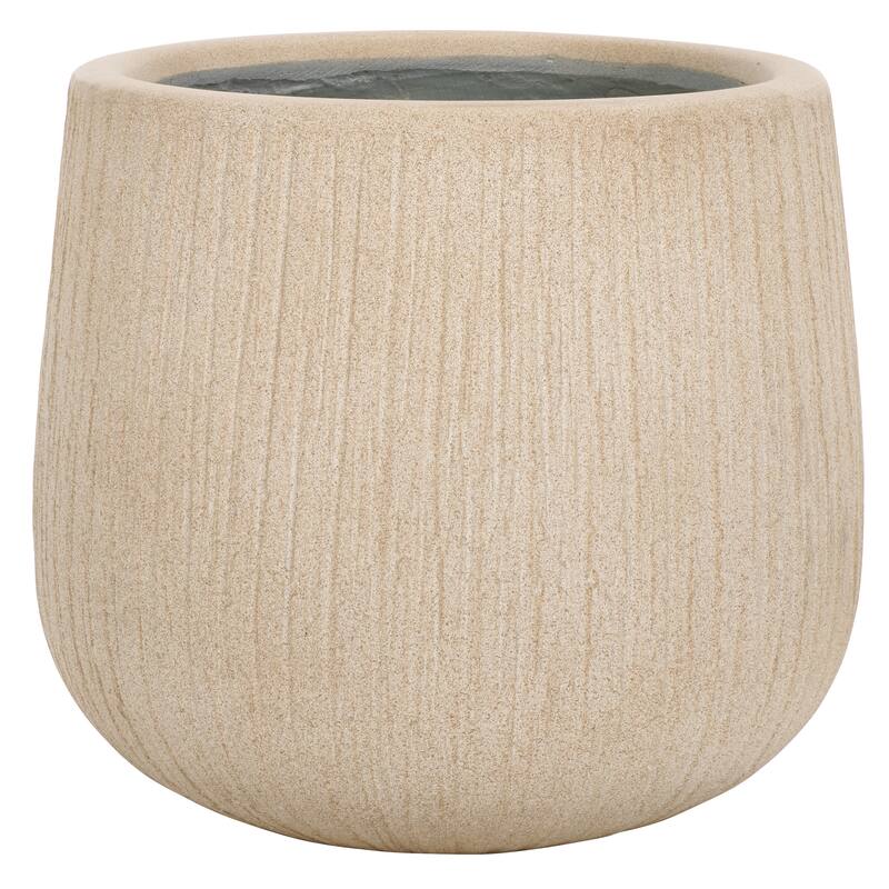 SAFAVIEH Outdoor Francia Black Planter. - 16"Wx16"Dx14"H - Beige