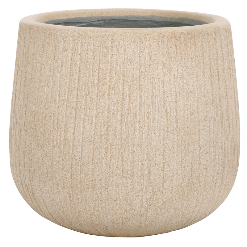 SAFAVIEH Outdoor Julisa Black Planter - 16"W x 16"D x 14"H - Beige