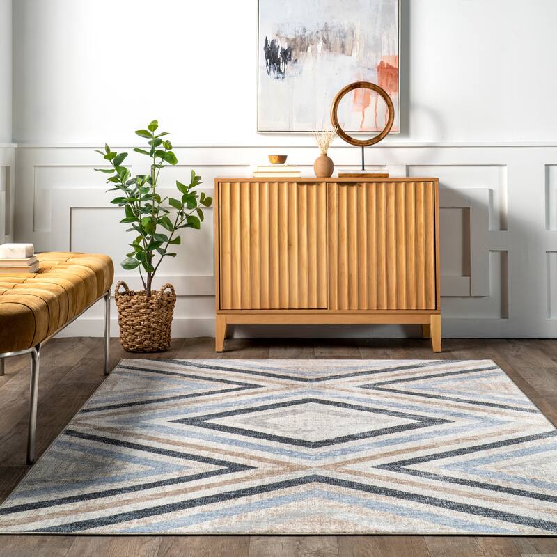 Nuloom Akari SpinClean Transitional Diamond Machine Washable Area Rug