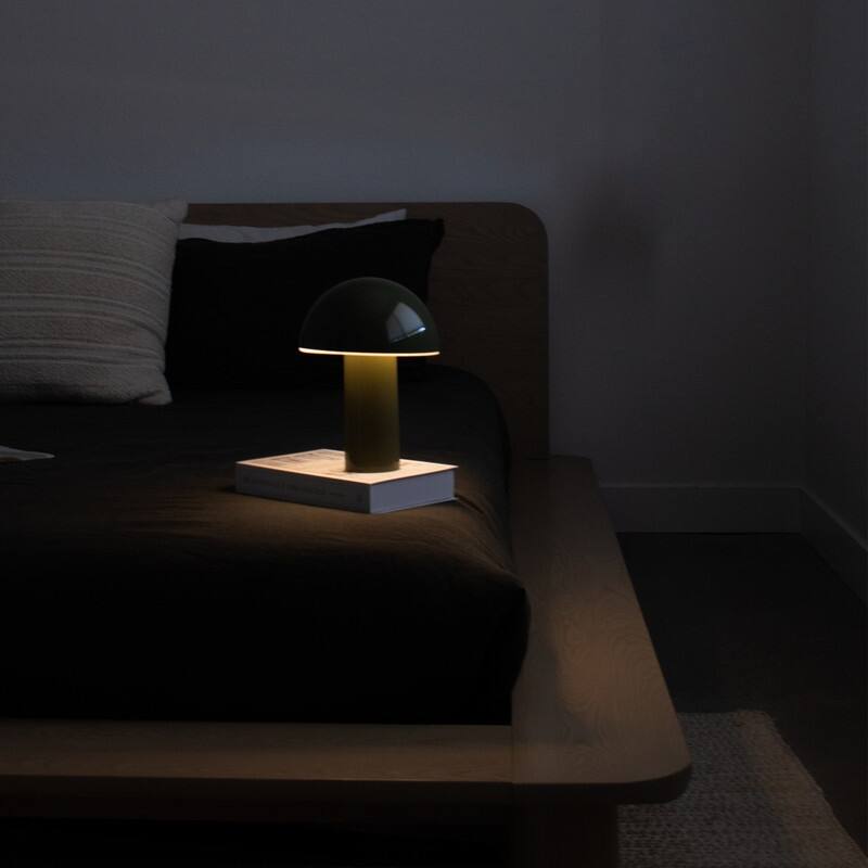 Brightech Celia LED Glossy Modern Round Dome Dimmable Cordless Portable Rechargeable Bedside Nightstand Desk Lamp