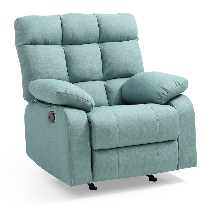 Upholstered Reclining Chair with Padded Arms - 39" - Teal Blue