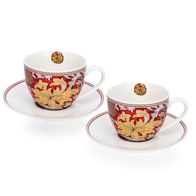 STP Goods Morris Garden Tea Coffee Cup & Saucer Set of 2 - 8.8 fl oz