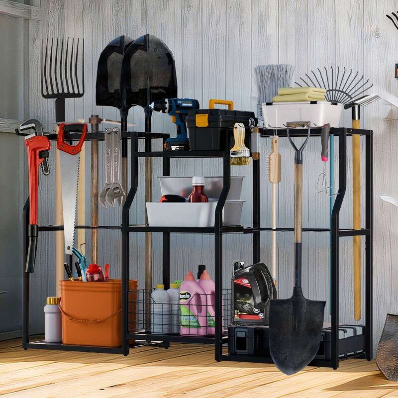 Garden Tool Organizer Stand Organization Yard Tool Racks with wheels