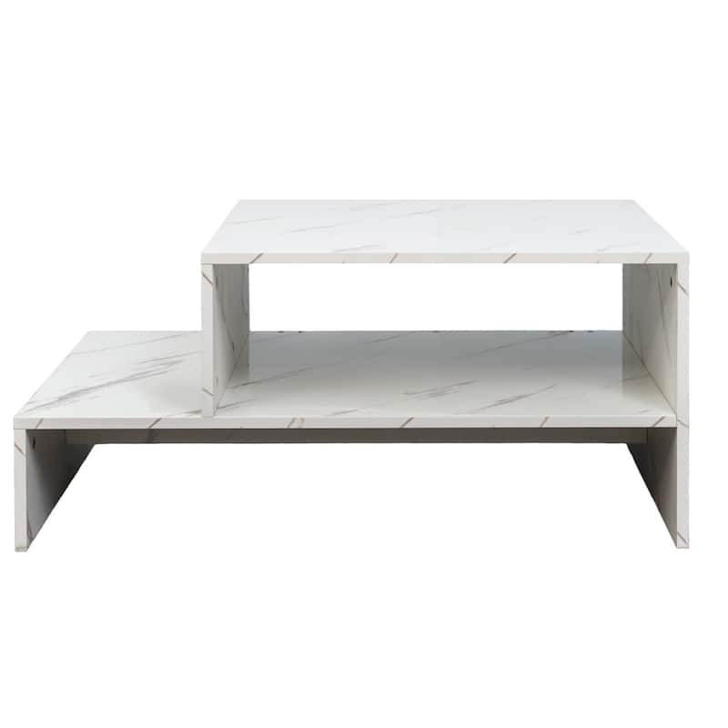 35.31" Durable Modern Wood Coffee Table with Open Storage Spaces