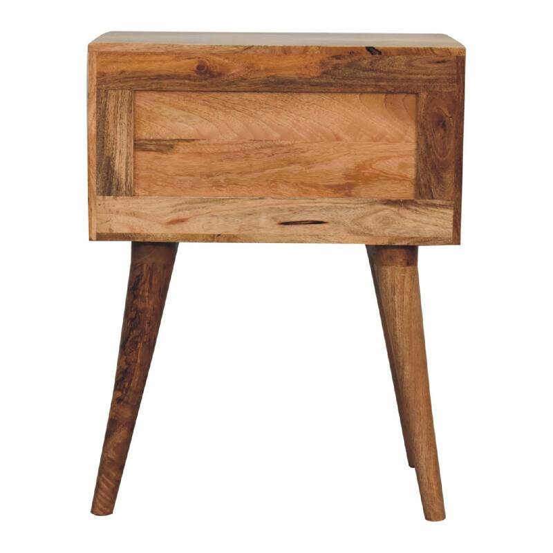 HomeRoots 23" Black Ivory And Light Brown Solid Wood Geometric Bone Inlay Two Drawer Nightstand