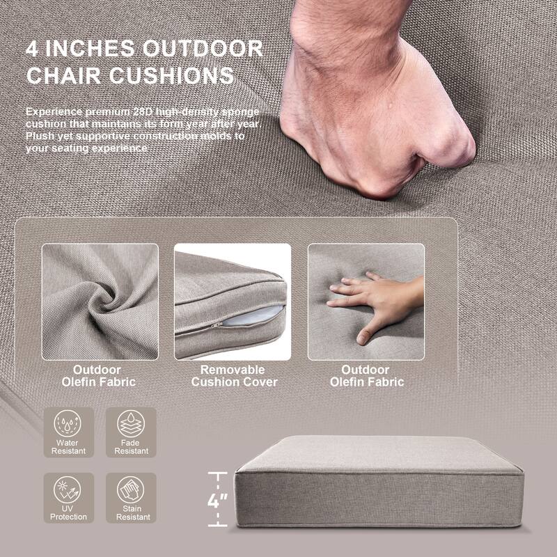 Outdoor Wicker High Back Club Chair Grey-Grey - Grey