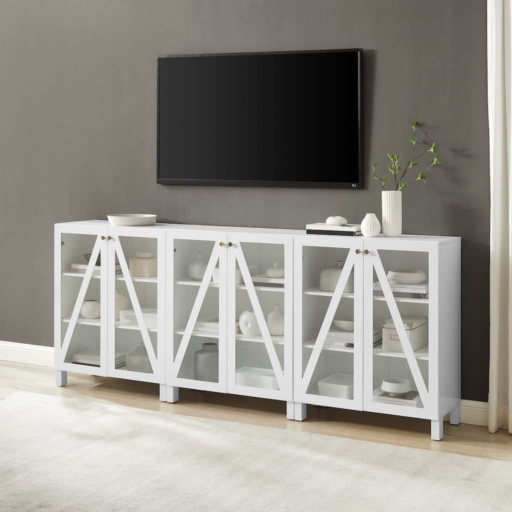 Crosley Cassai 3Pc Media Storage Cabinet Set