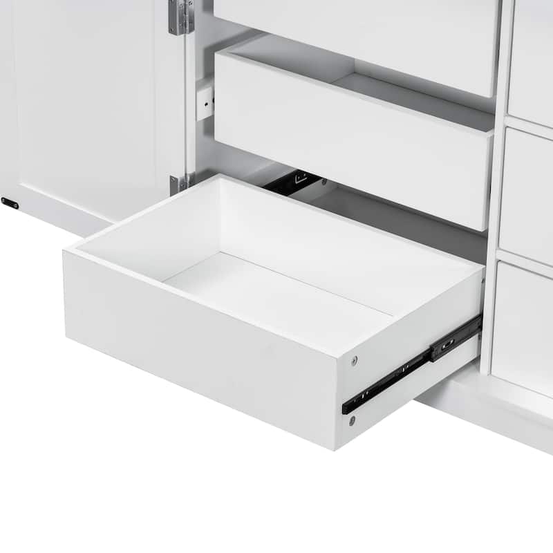 72" Shaker Style Kitchen Pantry Cabinet with Drawers, Freestanding Storage Cupboard with Pull-Out Trays