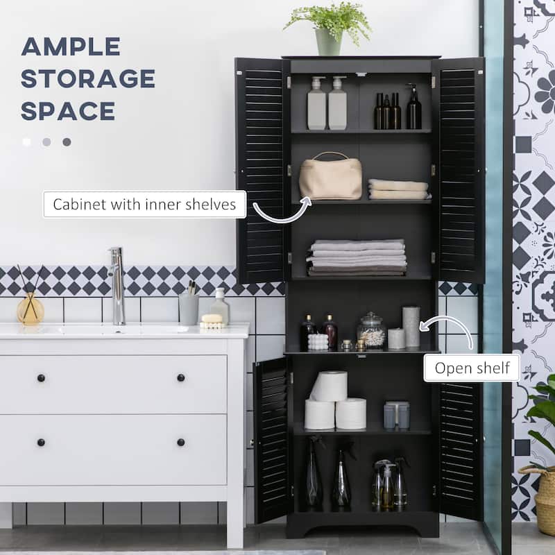 Tall Bathroom Cabinet with Adjustable Shelves Anti Tilt Design and Space Saving Storage - 23.5" W x 11.75" D x 71.75" H