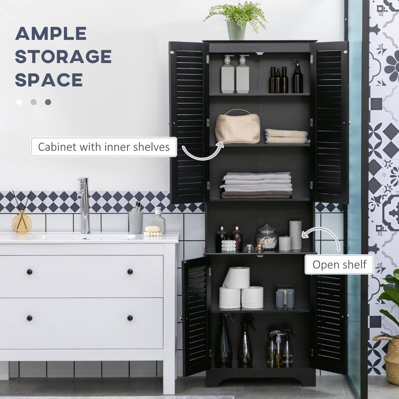 Tall Narrow Bathroom Storage Cabinet with Doors and Shelf Adjustability,Linen Cabinet with 2 Cabinets and Countertop