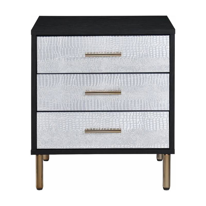 Classic Black Nightstand - Modern Metal Accent Bedside Table with Drawer