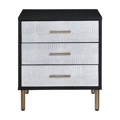 Classic Black Nightstand - Modern Metal Accent Bedside Table with Drawer