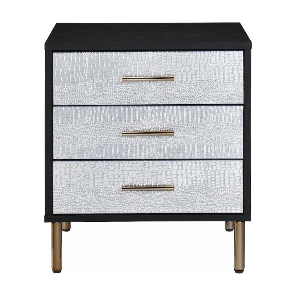 Classic Black Nightstand - Modern Metal Accent Bedside Table with Drawer