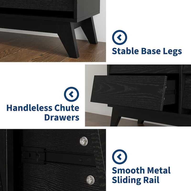 6 Drawer Dresser, Vintage Chest of Drawers with Bevel Design