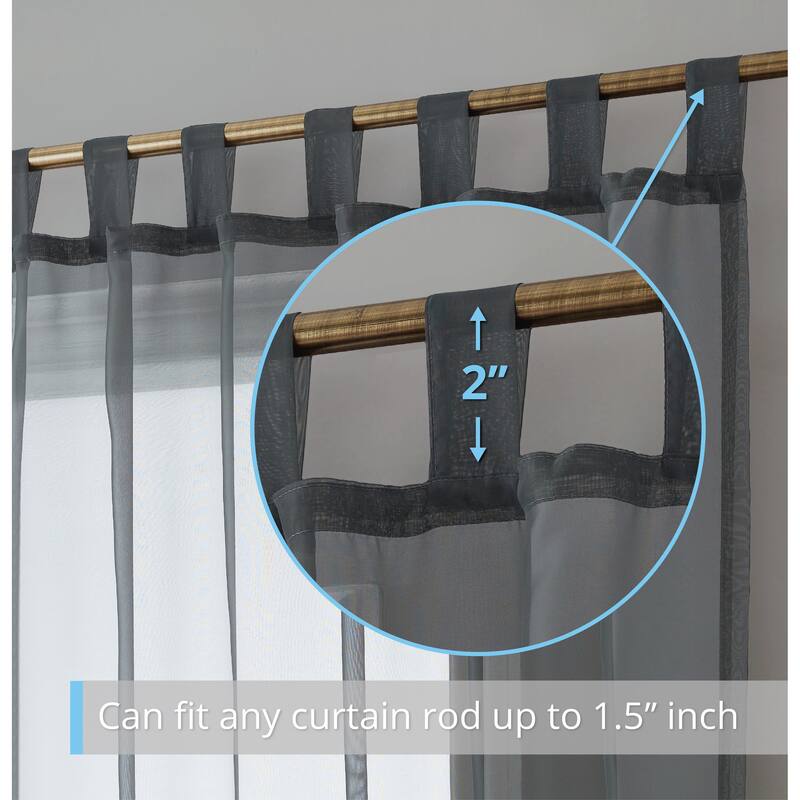 HLC.me Sheer Voile Tab Top Window Curtain Panels for Living room & Bedroom, Set of 2 panels