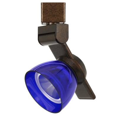 12W Integrated LED Track Fixture with Polycarbonate Head, Bronze and Blue