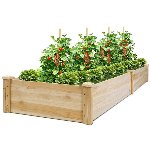 Costway Wooden Vegetable Raised Garden Bed Backyard Patio Grow Flowers