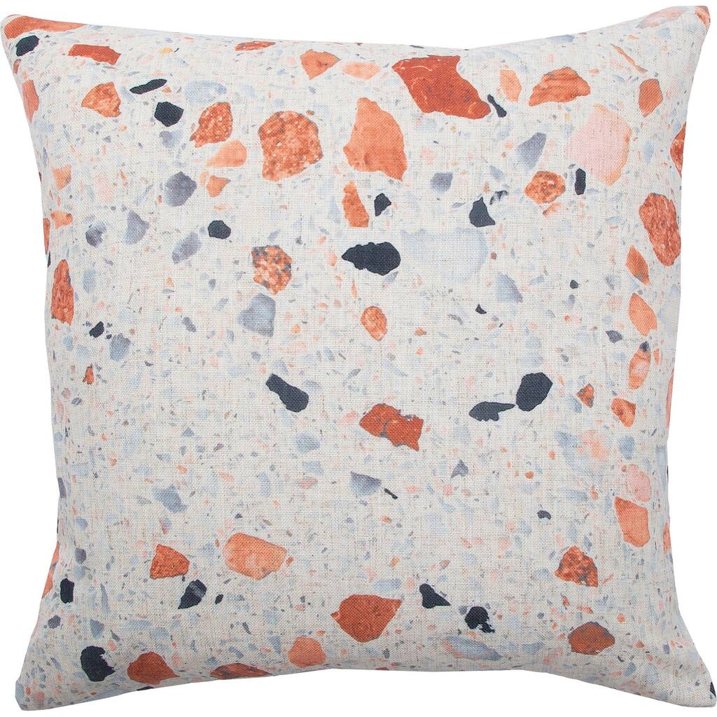 20" White and Orange Textures of Terrazzo Tiles Printed Square Throw Pillow