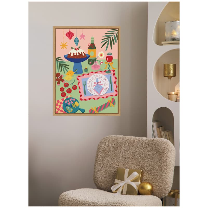 Kate and Laurel Sylvie Framed Canvas Christmas Dessert by Rachel Lee