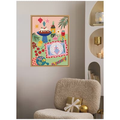 Kate and Laurel Sylvie Framed Canvas Christmas Dessert by Rachel Lee
