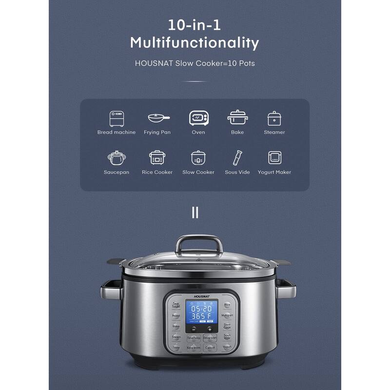 6Qt Slow Cooker, Programmable Cooker, Rice Cooker, Yogurt Maker, Delay