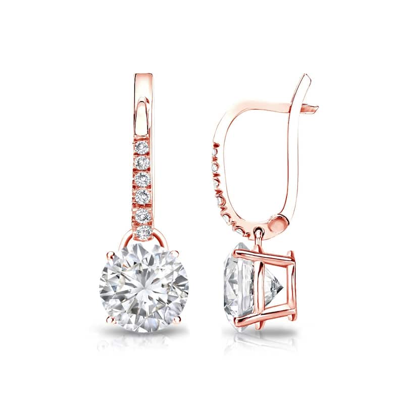 Auriya 1 3/4ctw Round Diamond Dangle Earrings 14k Gold (H-I, SI1-SI2) - Rose