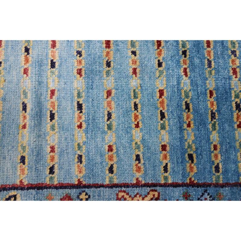 ECARPETGALLERY Hand-knotted Peshawar Ziegler Sky Blue Wool Rug - 5'8 x 7'11