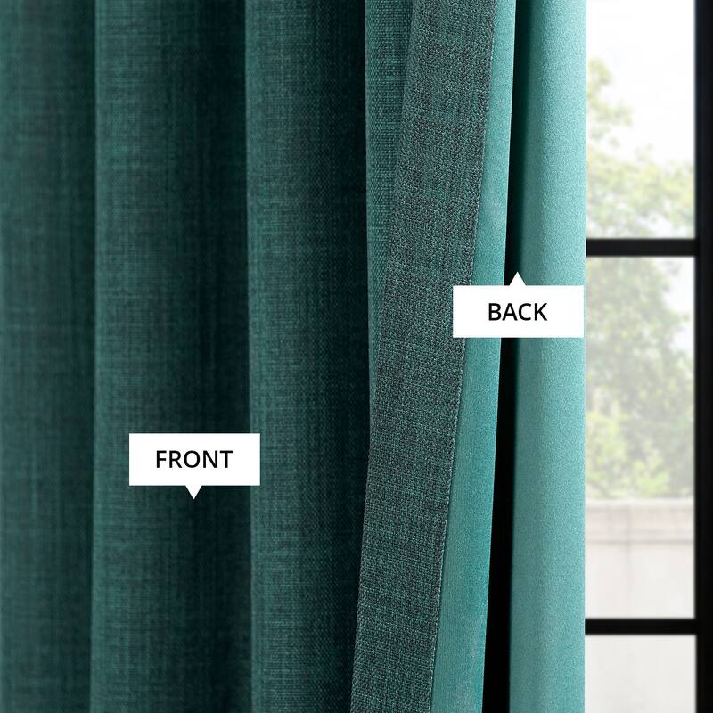 Exclusive Fabrics Grommet Textured Faux Linen Room Darkening Curtains for Bedroom & Living Room Curtains (1 Panel)