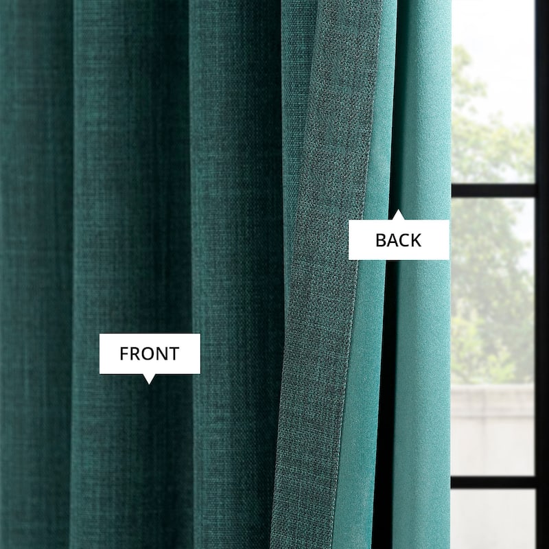 Exclusive Fabrics Textured Faux Linen Room Darkening Curtains for Bedroom & Living Room Curtains (1 Panel)