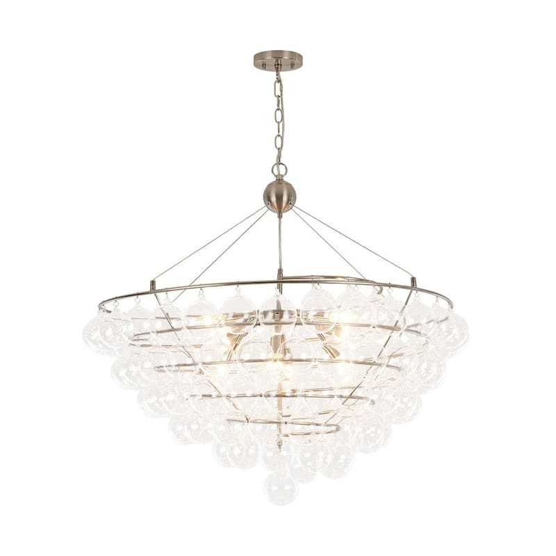 8-Light Helical Clear Glass Bubble Tiered Chandelier - N/A