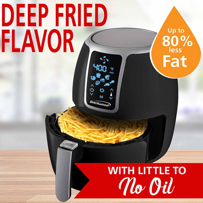 Brentwood Small 1400 Watt 4 Quart Electric Digital Air Fryer with Temperature Control in Black - 4 Quart