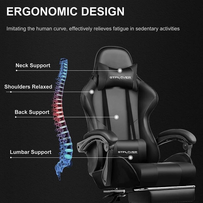 Lucklife Gaming Chair Computer Chair with Footrest and Lumbar Support for Office or Gaming