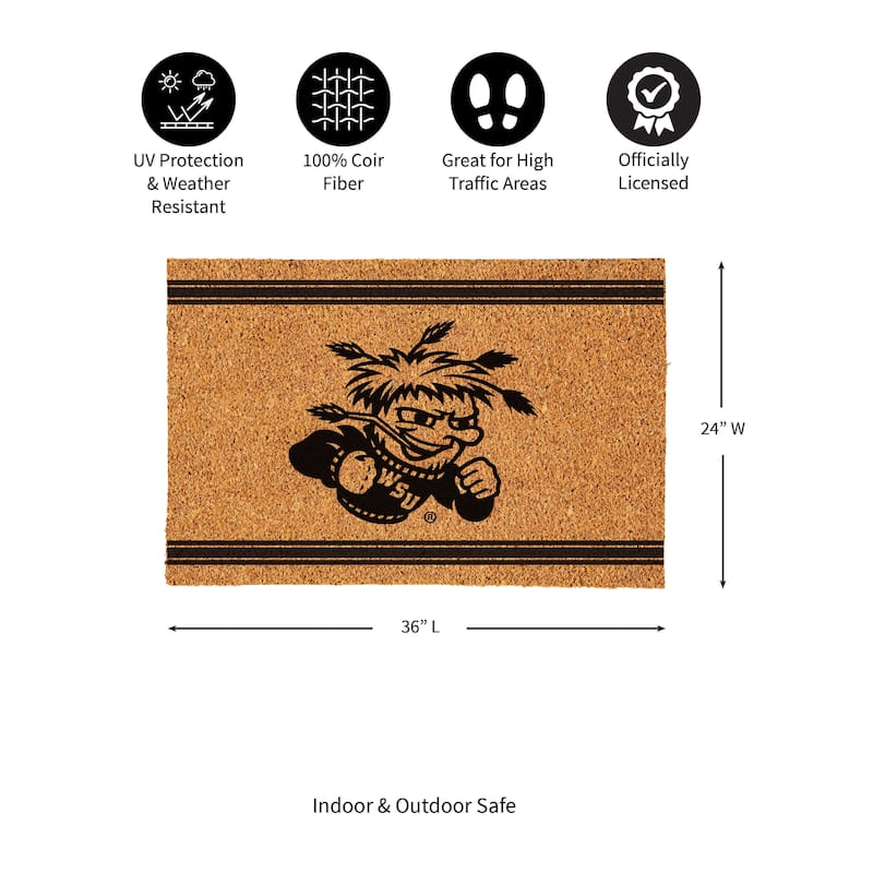 Wichita State University Monochrome Indoor/Outdoor Coir Door Mat