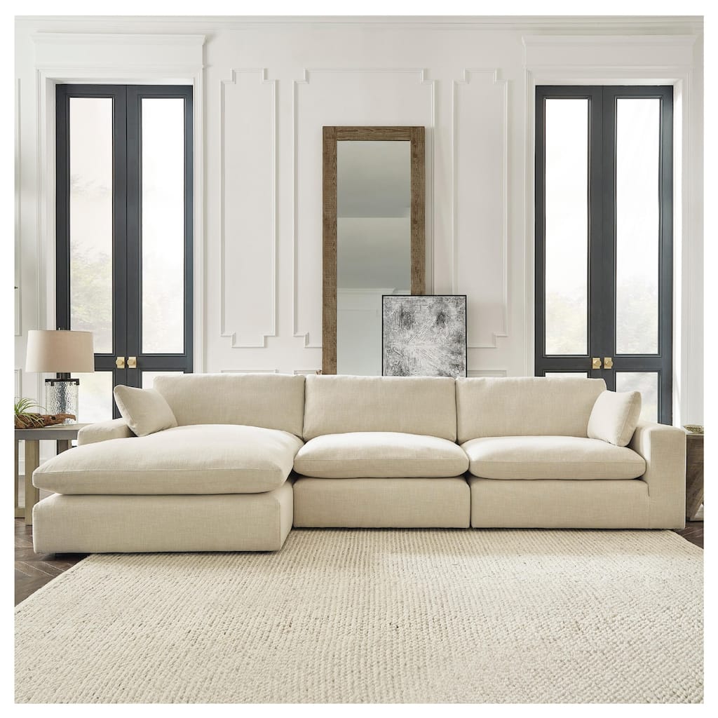 Signature Design by Ashley Elyza Beige 3-Piece Sectional with Chaise - 144" W x 68" D x 36" H