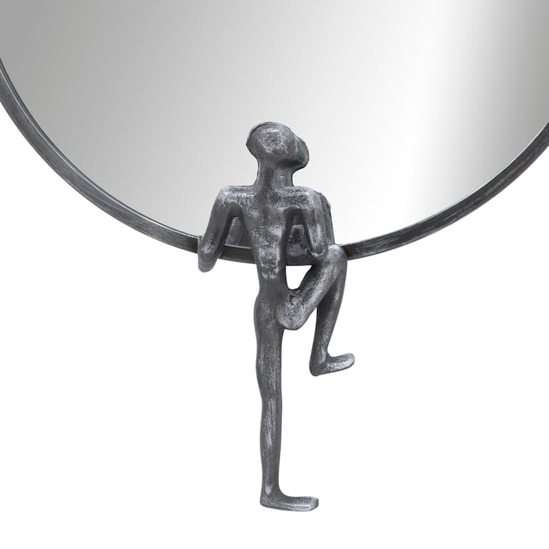 Sagebrook Home Round Iron Metal Mirror with Man Decor - 18" x 3" x 24"