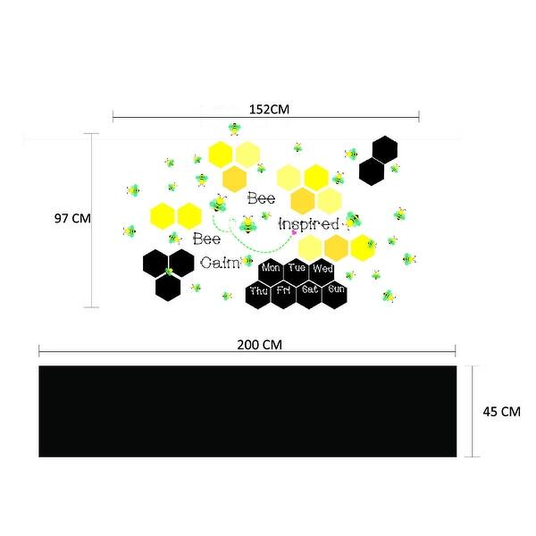 dimension image slide 1 of 2, Walplus Bee Honeycomb Blackboard Children Wall Sticker Nursery Decor