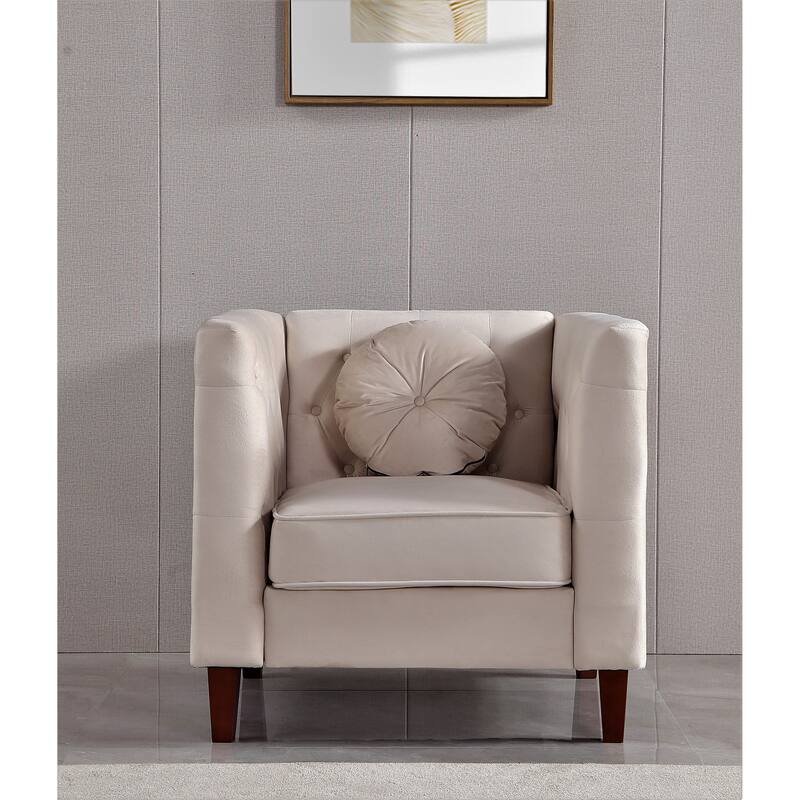 US PRIDE FURNITURE Velvet Classic Chesterfield Chair with Wood legs