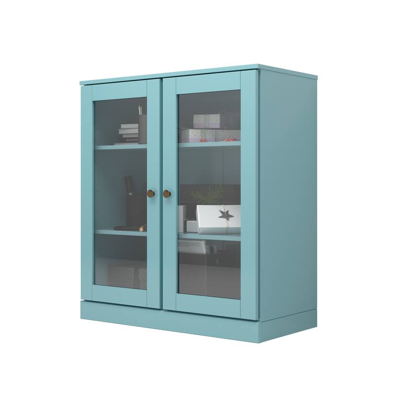 Palace Imports 100% Solid Wood TV Stand with Clear Glass Doors for TVs up to 32"