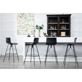 Swivel Bar Stools with Backs black Plastic bar stools set of 4 Kitchen Counter Height Bar Chairs