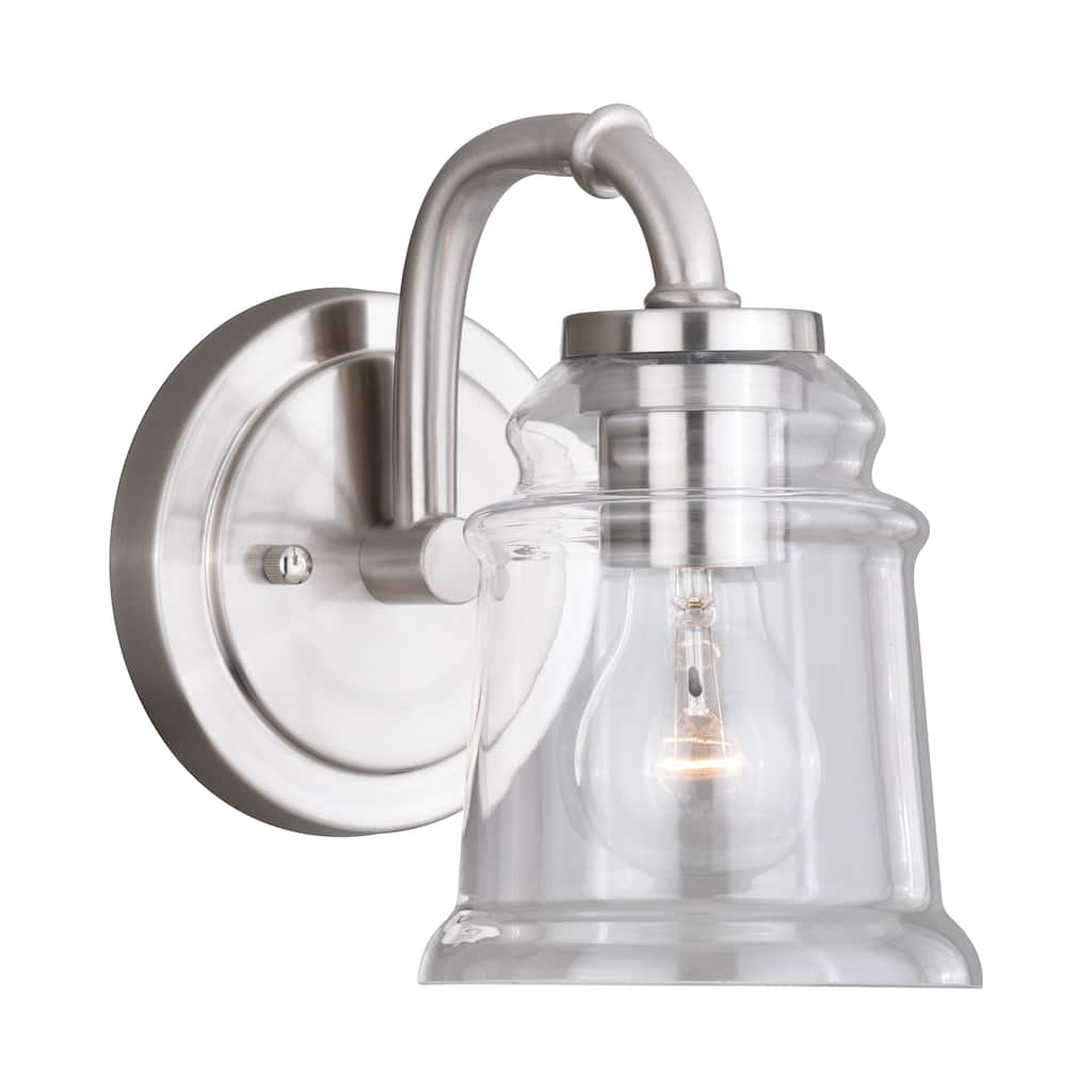 Vaxcel Toledo 1L Vanity Satin Nickel - 5.25-in W x 8.25-in H x 8-in D