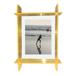 Neon Yellow Lucite Picture Frame size 5x7 - 8.9x11.2x2.3 Inches