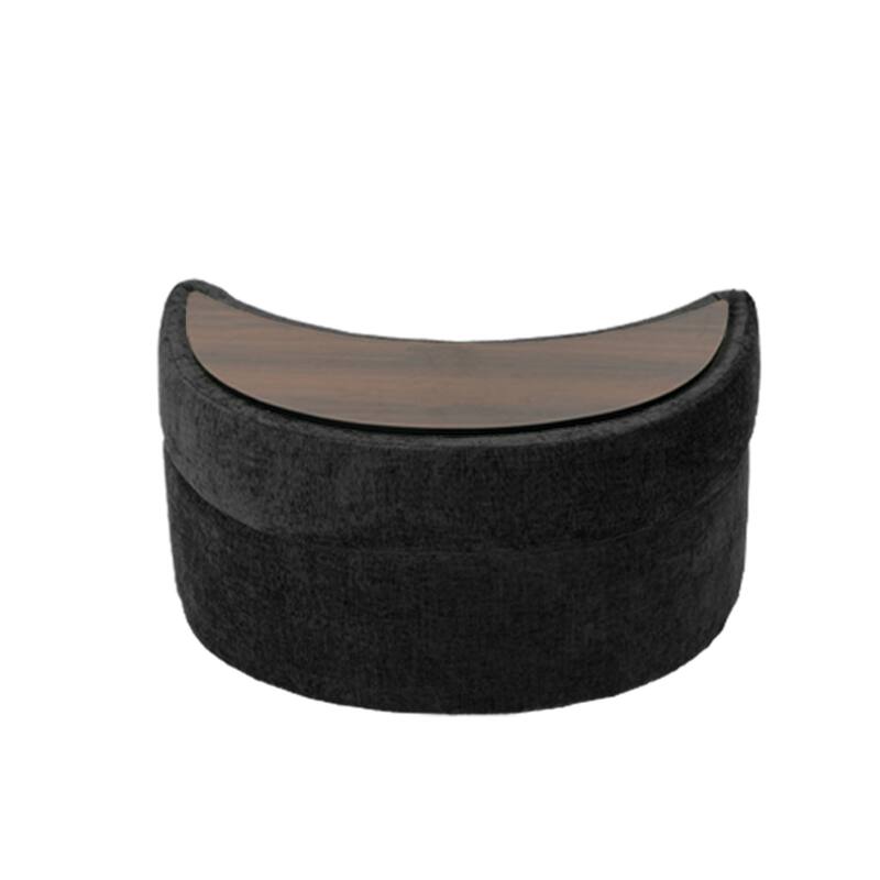 Moon Chenille Upholstered Storage Ottoman